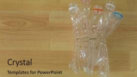  Presentation with recyclable - Cool new PPT layouts with recycling pet - group of emptied recyclable clear backdrop and a coral colored foreground