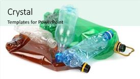  Presentation with plastic recycling - PPT theme with recycling pet - used plastic bottles background and a mint green colored foreground
