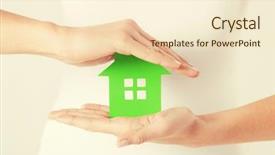  Presentation with recycling - Colorful presentation theme enhanced with recycling pictures - closeup picture of woman hands backdrop and a cream colored foreground