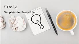  Presentation with process - Slide deck enhanced with recycling pictures - creative process crumpled wads notebook background and a light gray colored foreground