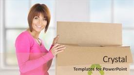  Presentation with recyclable - PPT theme featuring drinks people and lifestyle concept - close up of happy woman drinking cola from plastic cup with straw at home background and a cream colored foreground