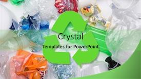  Presentation with recycle glass waste for recycling - Audience pleasing slides consisting of recycling pictures - picture of pet bottles recycle backdrop and a seafoam green colored foreground