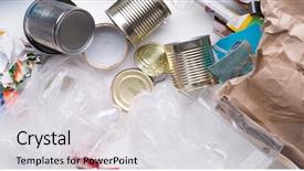  Presentation with recycle - PPT theme featuring recycling pictures - picture of various debris recycle background and a  colored foreground