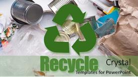  Presentation with recycle glass waste for recycling - PPT theme featuring recycling pictures - picture of various debris recycle background and a  colored foreground