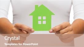  Presentation with green real estate - Audience pleasing presentation theme consisting of recycling pictures - real estate and eco concept backdrop and a coral colored foreground