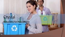  Presentation with plastic recycling - Beautiful presentation design featuring recycling plastic bottles backdrop and a light blue colored foreground