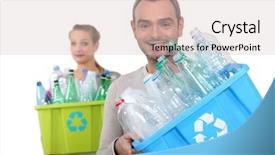  Presentation with plastic recycling - Audience pleasing slides consisting of recycling plastic bottles backdrop and a soft green colored foreground