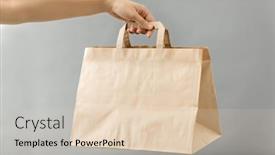  Presentation with brown paper bag - Cool new slide set with recycling-shopping-and-ecology-concept backdrop and a lemonade colored foreground