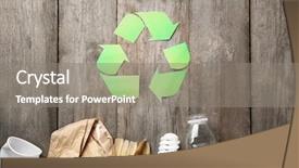  Presentation with recycling - PPT layouts consisting of recycling sign and garbage background and a gray colored foreground