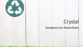  Presentation with recycling - Slide set featuring recycling sign on wooden background background and a white colored foreground