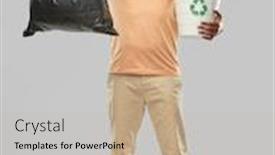  Presentation with sustainability - Amazing PPT theme having recycling-sorting-and-sustainability-concept backdrop and a mint green colored foreground