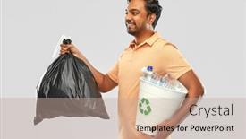  Presentation with plastic recycling - PPT layouts featuring recycling-sorting-and-sustainability-concept background and a coral colored foreground