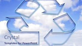  Presentation with recycling - Presentation with recycling symbol on blue sky background background and a sky blue colored foreground