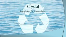  Presentation with recycling - Cool new theme with recycling symbol on water background backdrop and a sky blue colored foreground