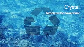  Presentation with recycle glass waste for recycling - PPT theme with recycling symbol on water background background and a  colored foreground