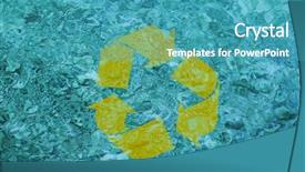  Presentation with recycle glass waste for recycling - Audience pleasing PPT theme consisting of recycling symbol on water background backdrop and a  colored foreground