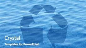  Presentation with recycle glass waste for recycling - Slide set enhanced with recycling symbol on water background background and a  colored foreground