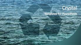  Presentation with recycle glass waste for recycling - Audience pleasing theme consisting of recycling symbol on water background backdrop and a  colored foreground