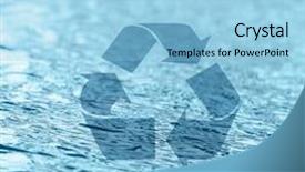  Presentation with recycle glass waste for recycling - Theme enhanced with recycling symbol on water background background and a  colored foreground