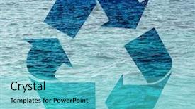  Presentation with waste water reuse - Audience pleasing presentation design consisting of recycling symbol on water background backdrop and a seafoam green colored foreground