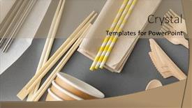  Presentation with eco paper - PPT theme consisting of recycling-tableware-and-eco-friendly background and a coral colored foreground