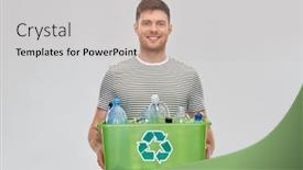  Presentation with plastic waste recycling - PPT layouts featuring recycling-waste-sorting-and-sustainability background and a light gray colored foreground