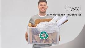  Presentation with plastic waste recycling - Colorful slide deck enhanced with recycling-waste-sorting-and-sustainability backdrop and a light gray colored foreground