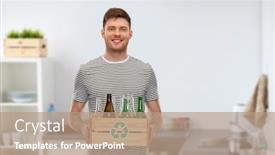  Presentation with waste glass - Audience pleasing PPT theme consisting of recycling-waste-sorting-and-sustainability backdrop and a coral colored foreground