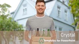  Presentation with waste glass - Colorful slide deck enhanced with recycling-waste-sorting-and-sustainability backdrop and a coral colored foreground