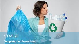  Presentation with plastic waste recycling - Cool new slides with recycling-waste-sorting-and-sustainability backdrop and a teal colored foreground
