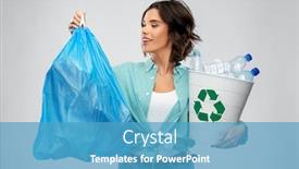  Presentation with plastic waste recycling - Amazing PPT layouts having recycling-waste-sorting-and-sustainability backdrop and a teal colored foreground