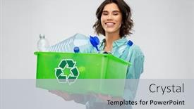  Presentation with plastic waste recycling - Colorful slides enhanced with recycling-waste-sorting-and-sustainability backdrop and a light gray colored foreground