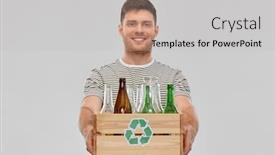  Presentation with waste glass - Audience pleasing slides consisting of recycling-waste-sorting-and-sustainability backdrop and a light gray colored foreground