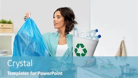  Presentation with plastic waste recycling - Colorful slide set enhanced with recycling-waste-sorting-and-sustainability backdrop and a teal colored foreground