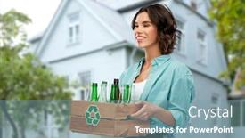  Presentation with waste glass - Colorful slide deck enhanced with recycling-waste-sorting-and-sustainability backdrop and a seafoam green colored foreground