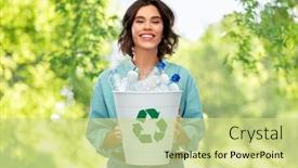  Presentation with plastic waste recycling - Slide set consisting of recycling-waste-sorting-and-sustainability background and a soft green colored foreground