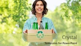  Presentation with waste glass - Beautiful slide deck featuring recycling-waste-sorting-and-sustainability backdrop and a soft green colored foreground