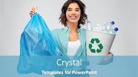  Presentation with plastic waste recycling - Colorful presentation design enhanced with recycling-waste-sorting-and-sustainability backdrop and a teal colored foreground