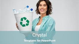  Presentation with plastic waste recycling - PPT theme having recycling-waste-sorting-and-sustainability background and a light blue colored foreground