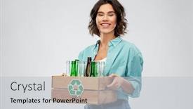  Presentation with waste glass - Presentation design featuring recycling-waste-sorting-and-sustainability background and a light gray colored foreground