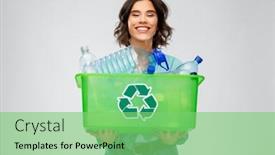  Presentation with plastic waste recycling - Amazing presentation design having recycling-waste-sorting-and-sustainability backdrop and a seafoam green colored foreground