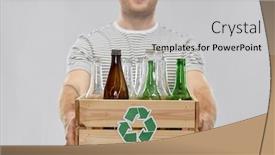  Presentation with waste glass - PPT layouts having recycling-waste-sorting-and-sustainability background and a light gray colored foreground