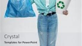  Presentation with plastic waste recycling - Presentation theme consisting of recycling-waste-sorting-and-sustainability background and a light blue colored foreground