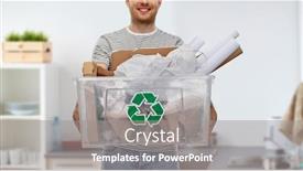  Presentation with plastic waste recycling - Cool new slide deck with recycling-waste-sorting-and-sustainability backdrop and a gray colored foreground