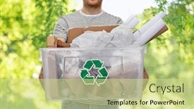  Presentation with plastic waste - Presentation theme with recycling-waste-sorting-and-sustainability background and a soft green colored foreground