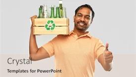  Presentation with waste glass - Colorful PPT theme enhanced with recycling-waste-sorting-and-sustainability backdrop and a lemonade colored foreground