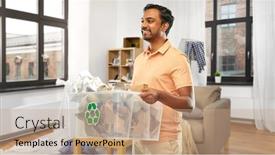  Presentation with plastic waste recycling - Cool new presentation theme with recycling-waste-sorting-and-sustainability backdrop and a coral colored foreground