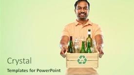  Presentation with waste glass - PPT layouts with recycling-waste-sorting-and-sustainability background and a soft green colored foreground