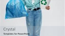  Presentation with plastic waste recycling - Theme featuring recycling-waste-sorting-and-sustainability background and a light blue colored foreground