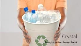  Presentation with plastic waste recycling - Slide set consisting of recycling-waste-sorting-and-sustainability background and a mint green colored foreground